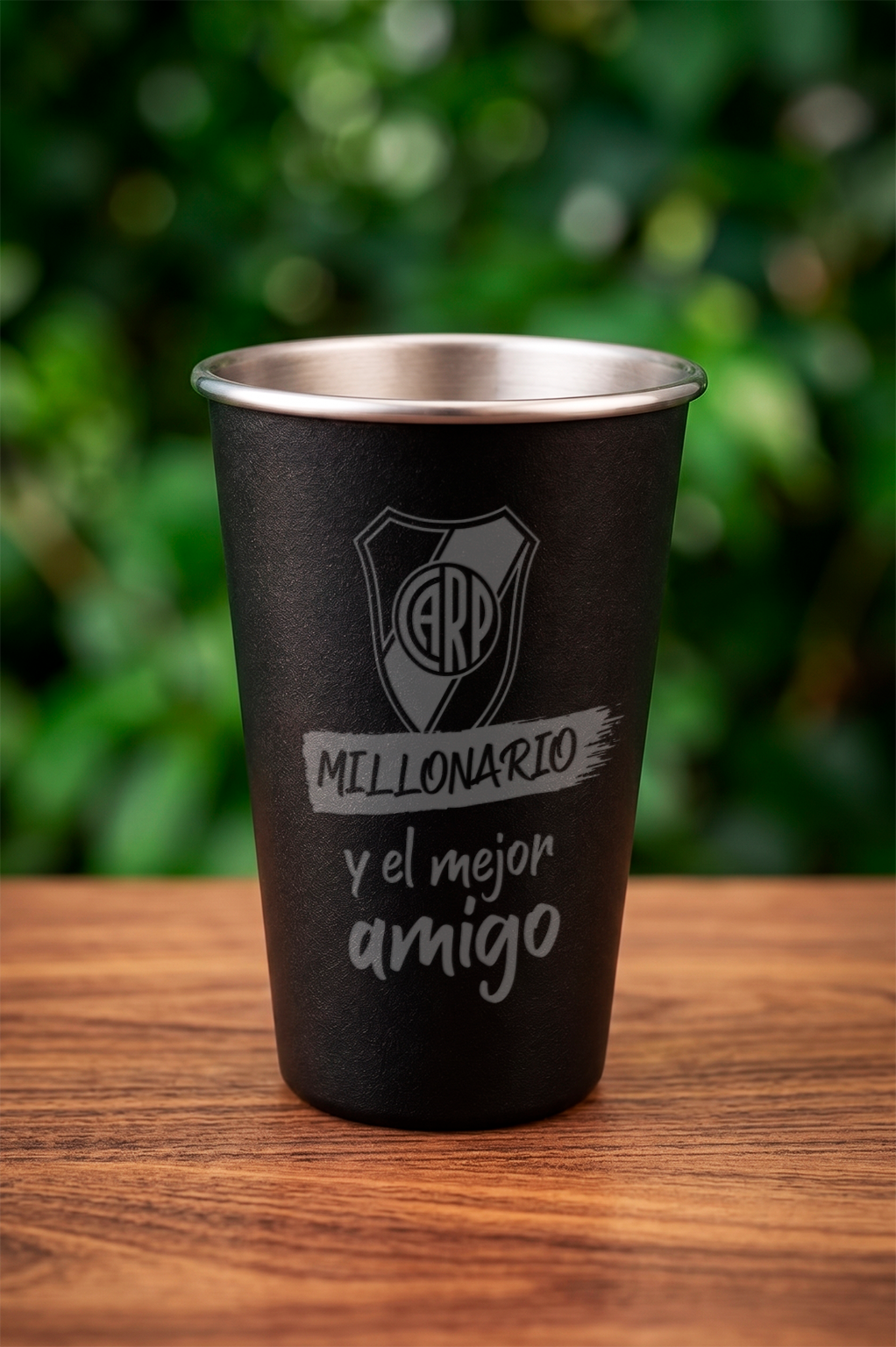 Vaso térmico negro con grabado personalizado